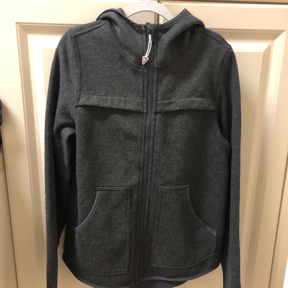 Ivivva(Lululemon)LS hooded zip jacket-grey-size 12